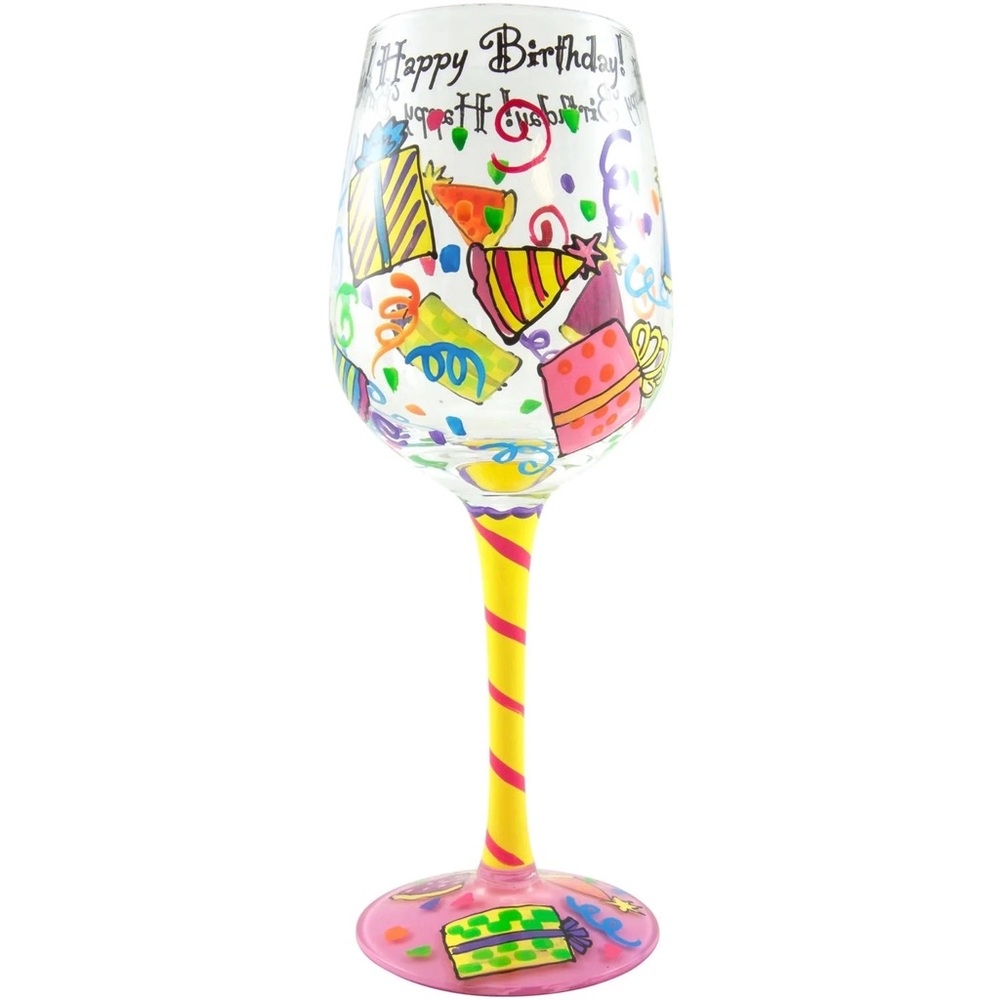 TOP SHELF happy birthday wine glass